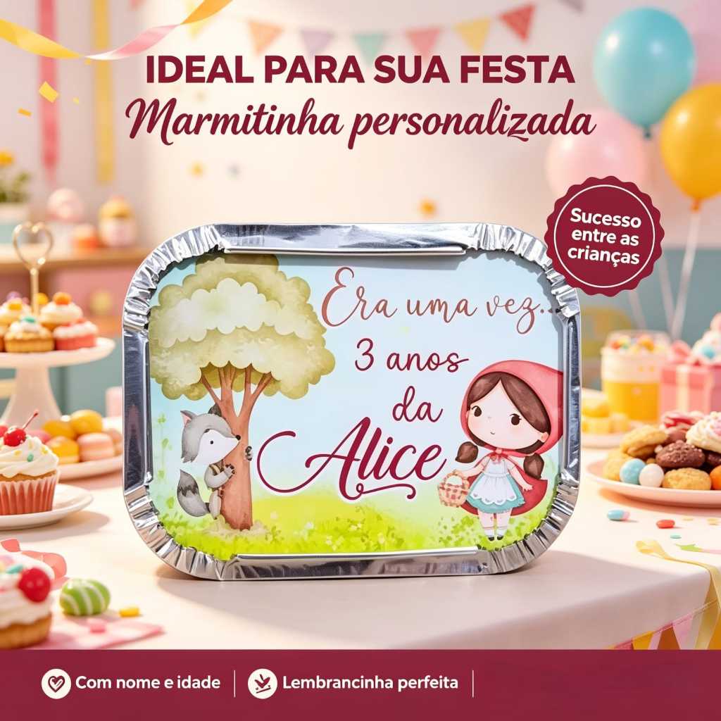 Marmitas Personalizadas Chapeuzinho Vermelho - lembrancinha- caixinhas personalizadas - festa infantil - Kit festa