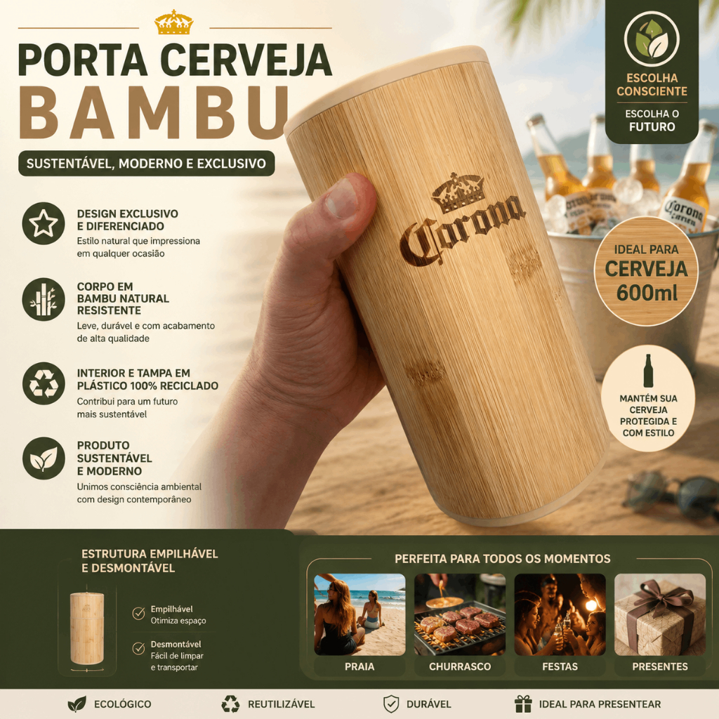 Cervegela Corona 600ml - Porta Garrafa Térmica Sustentável