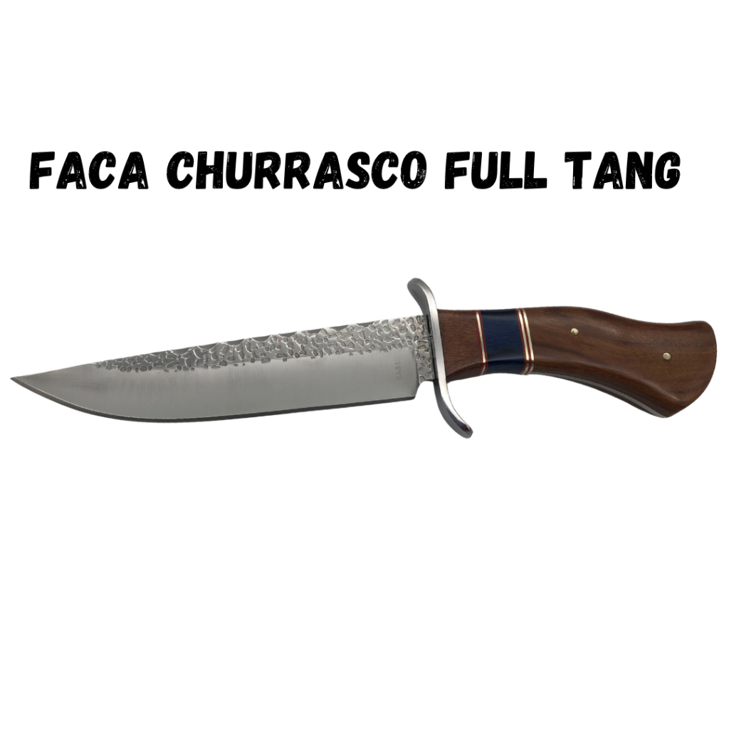 Faca Churrasco Caça e Pesca Cabo Artesanal em Madeira, Aço Inox FullTang - 1405