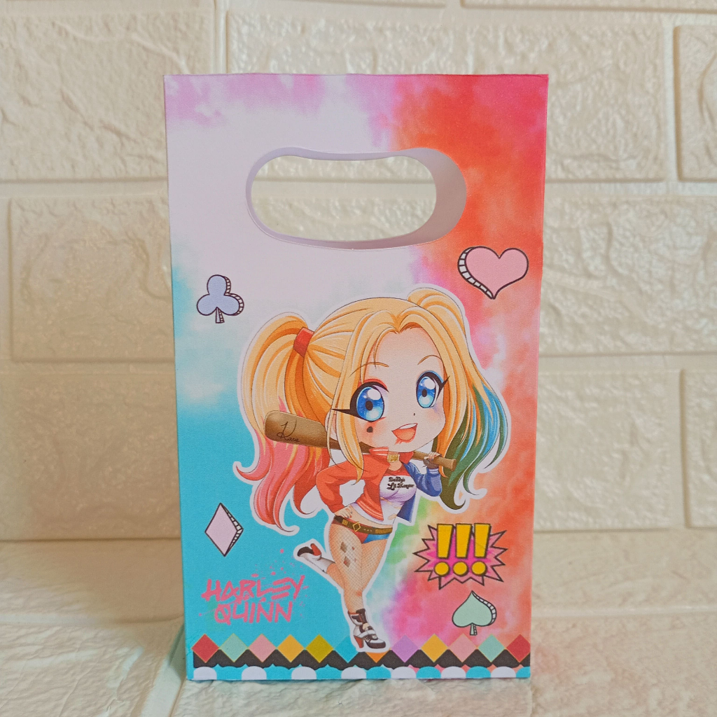 Sacolinha Personalizada Tema Arlequina | Lembrancinha Aniversário Infantil | Festa Infantil | Kit Pegue e Monte