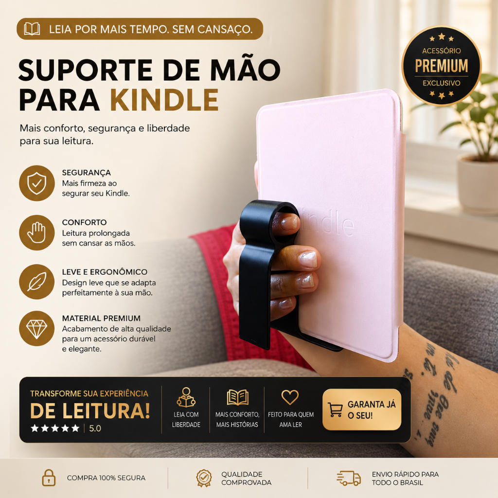 Suporte de mão para Kindle 11ª geração 6 polegadas Use com capa