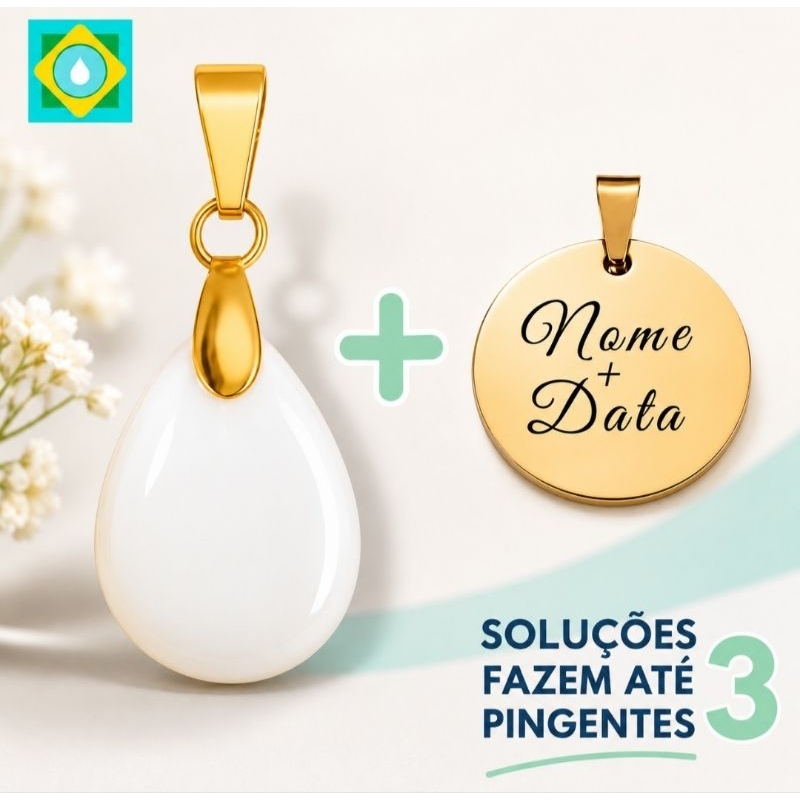 Kit Joia de Leite Materno Gota + Medalha Personalizada com Nome e Data