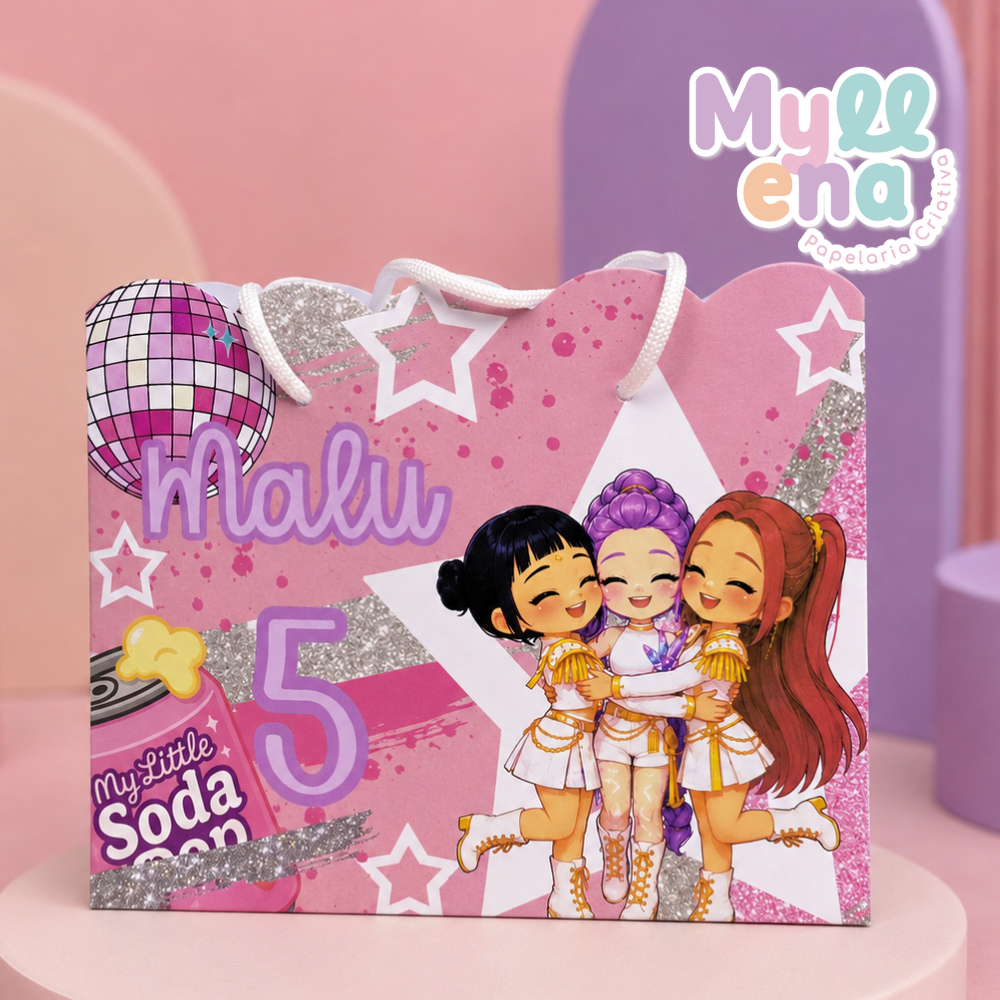 Sacolinha Personalizada Guerreiras do Kpop Huntrix Baby | Lembrancinha Infantil | Pegue e Monte