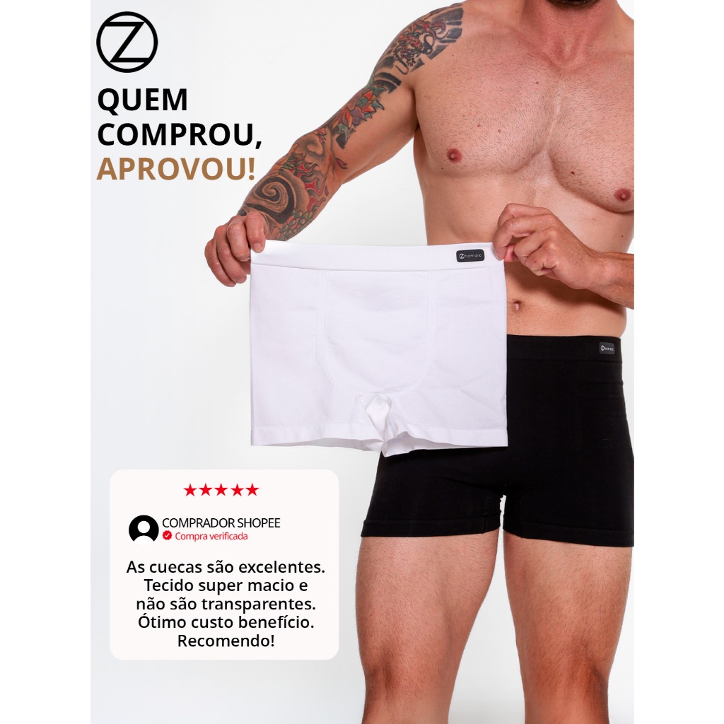 Kit 4 Cuecas Boxer Zhamaro Algodão Premium Sem Costura Masculina Cotton Respirável Confortável Macia · foto 2
