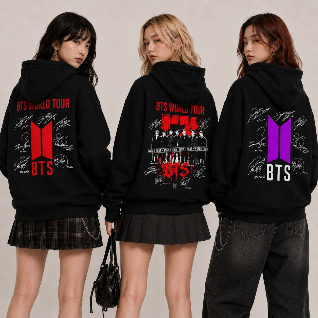 Moletom Feminino BTS World Tour Lançamento Álbum BTS Arirang Kpop Boné Exclusivo 100% Algodäo