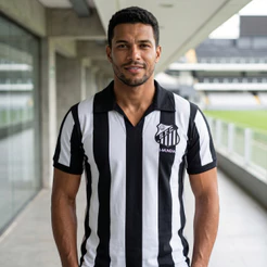Camisa Santos Retrô Bimundial 1963 Listrada Algodão Original