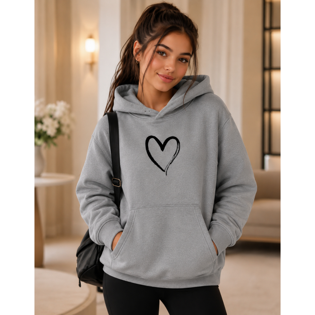 Moletom juvenil e infantil meninas blusa de frio canguru estampa coração tam 02 a 16