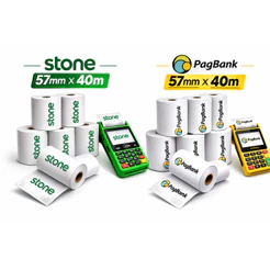 Bobina Térmica 57x40 Maquininha Cartão Crédito e Débito | Compatível com Mercado Pago,PagSeguro, Stone | Kits 5, 10 e 20
