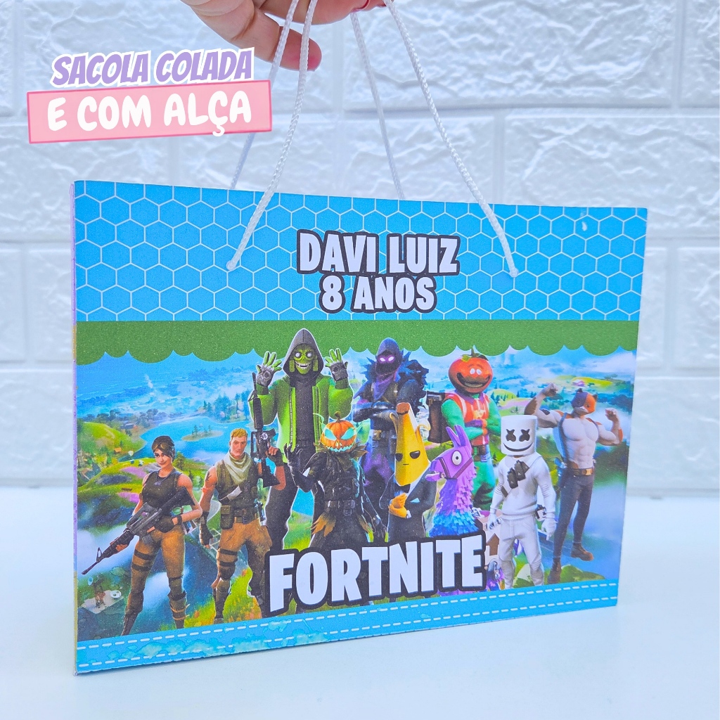 Sacolinha Personalizada Fortnite | Sacolinha Surpresa | Lembrancinha de Festa | Aniversário