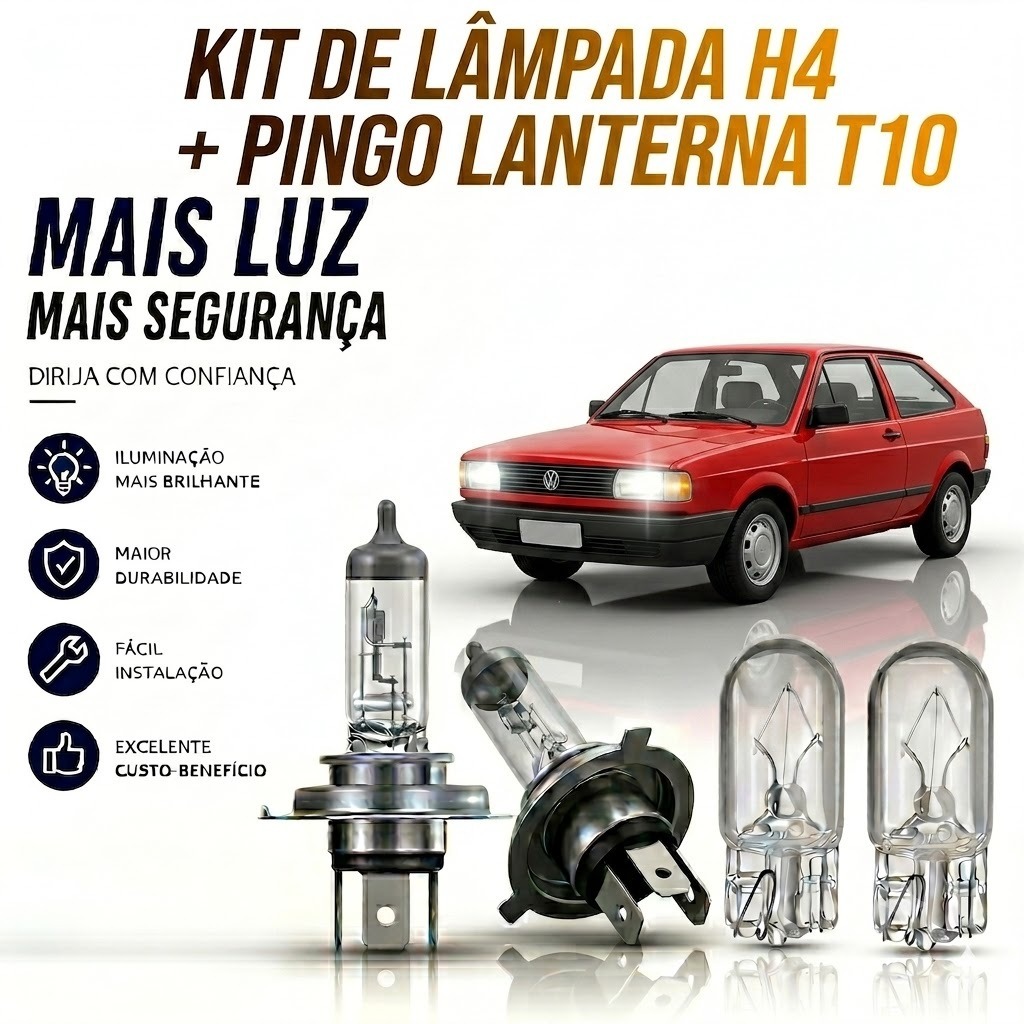 Lâmpada farol BAIXO / ALTO + LANTERNA GOL G1 1980 ATÉ 1995