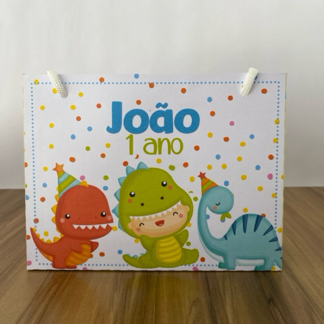 Sacolinha Personalizada Dino Baby - Dinossauro - PEGUE E MONTE | Sacola | Lembrancinha de Festa | Aniversário Infantil