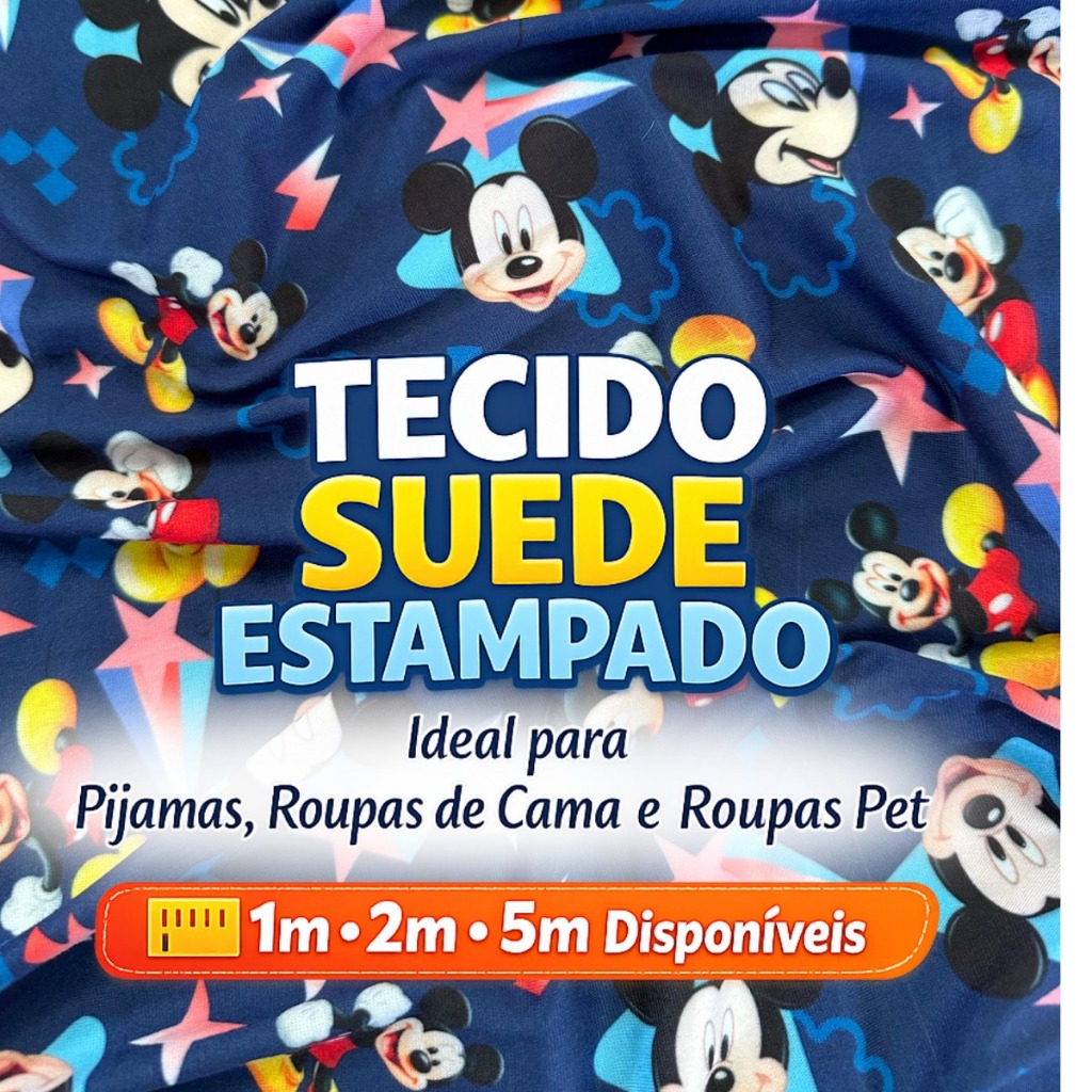 Tecido Suede Estampado Infantil Macio Vários Personagens Estampas Criativas