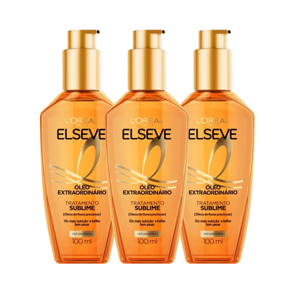 Kit 3 Óleo Capilar Elseve L'Oréal Paris Óleo Extraordinário 100ml - 3 unidades — imagem 1