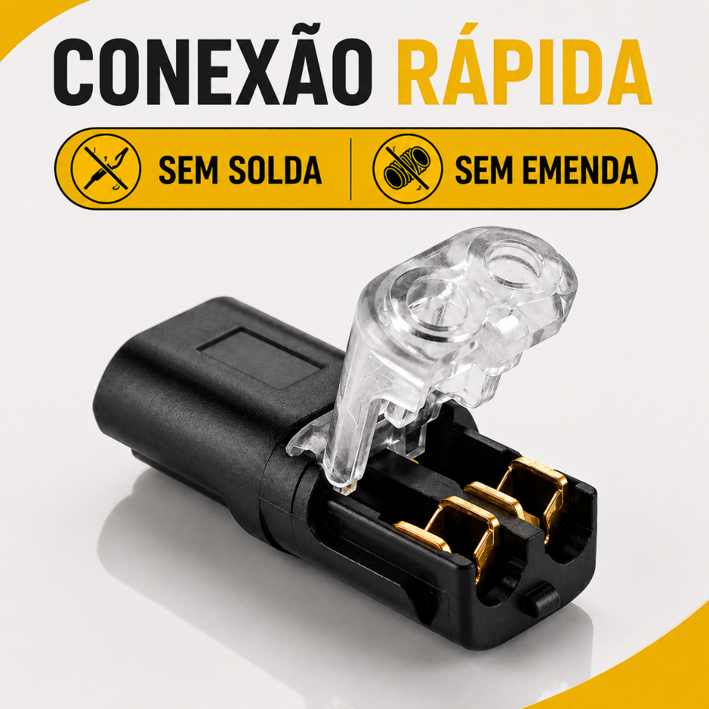 Conector Automotivo Elétrico À Prova D'água 2 Pinos Com Terminais Cabo e Fio