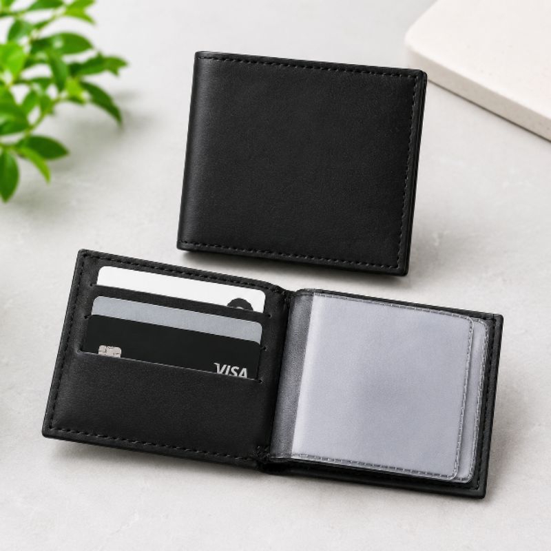 Carteira Masculina Slim Couro Sintético - Preto, Design Moderno e minimalista