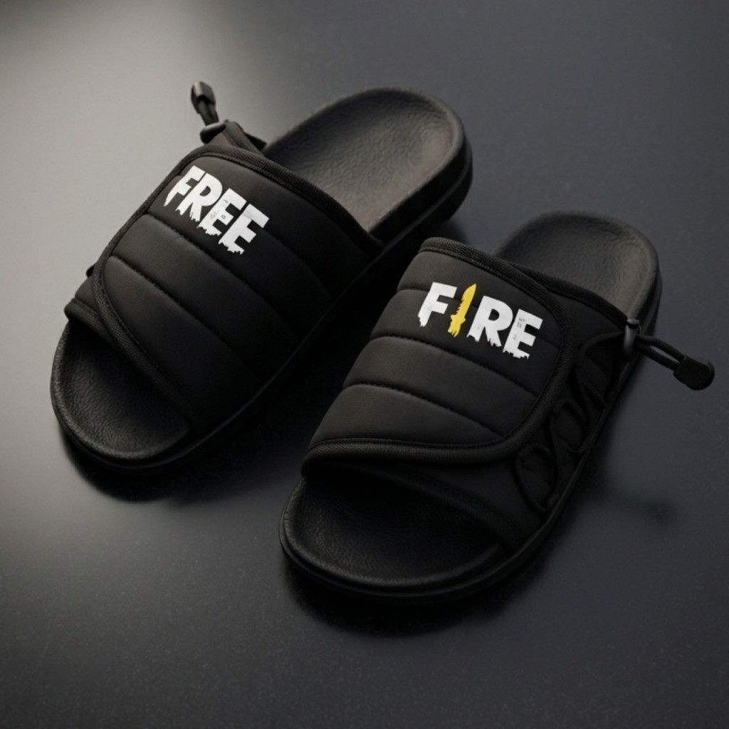 Chinelo sandália infantil FreeFire assuna 2 todo preto unissex lindo Chinela leve macia PROMOÇÂO
