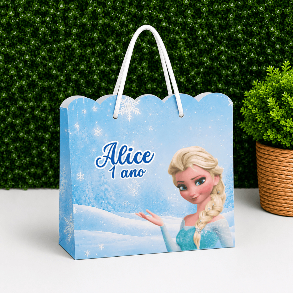 Sacolinha Personalizada Frozen Elsa Aniversário Infantil Lembrancinha Festa