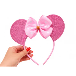 Tiara Minnie Rosa Bebê Com Glitter Personalizada Mundo Rosa Festas