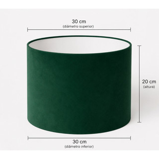 Cúpula média para abajur luminária de mesa pendente decorativa  30x30x20  em tecido  verde veludo