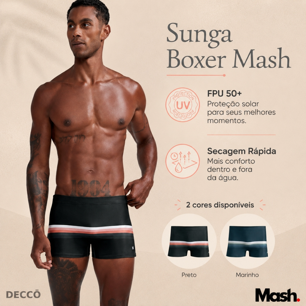 Sunga Mash Boxer Masculina Listrada Secagem Rápida Ajuste Flexível Praia Calor