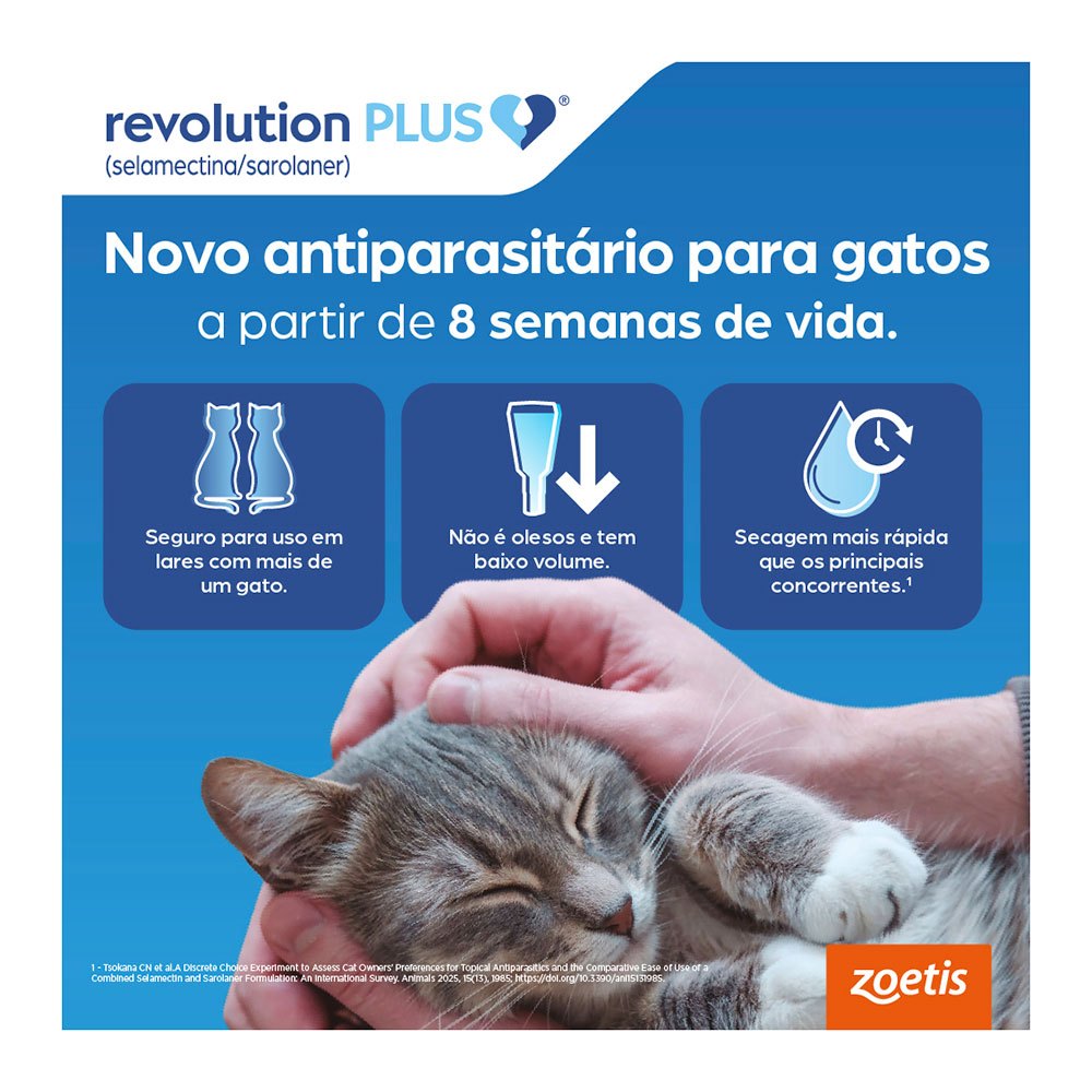 Antipulgas e Carrapatos Revolution Plus Para Gatos 2,6kg a 5kg Zoetis 1 Pipeta — imagem 2 de 2