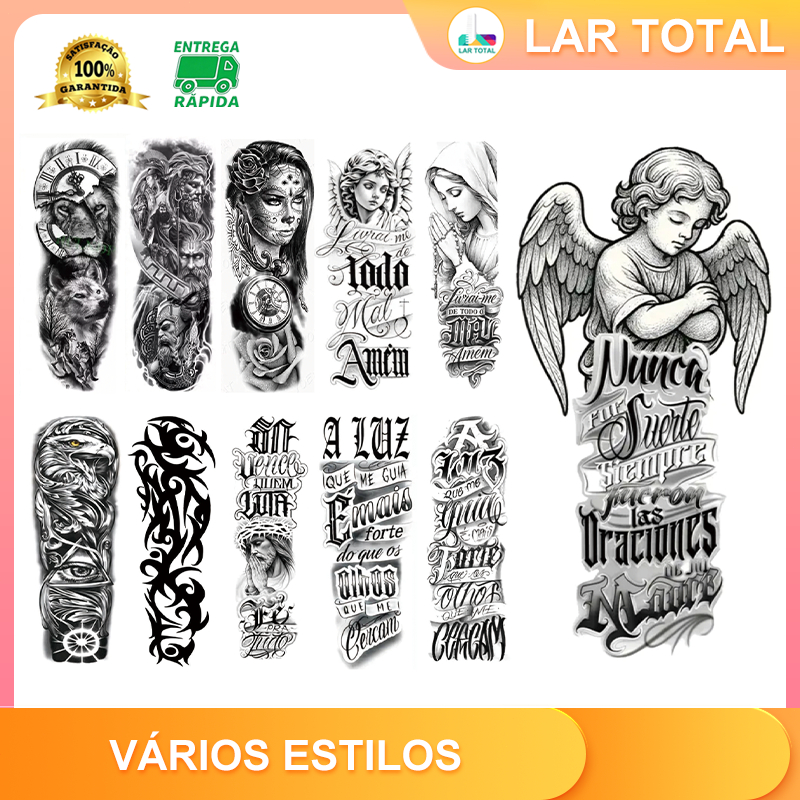 Tatuagem Temporária Fake à Prova d'Água Unissex Realista 3D para Festas, Verão e Praia Antialérgico