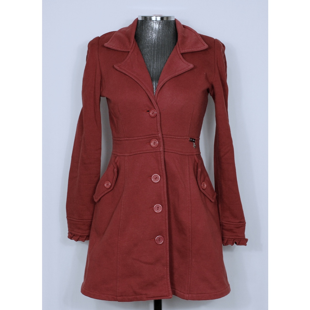 Casaco alongado feminino moletom vermelho - Veste P - ref. 6056 (brechó)