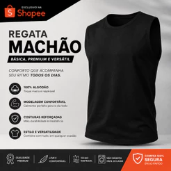 Regata Machão Masculina 100% Algodão Premium Básica Academia Casual
