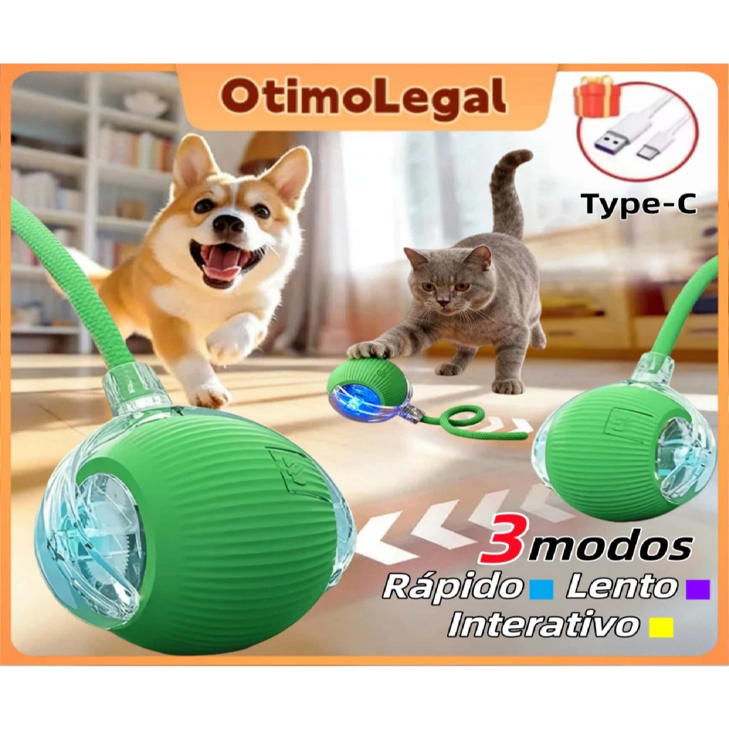 Bolinha Pet Interativa Automática Para Gatos , Brinquedo De Treinamento Elétrico Com Recurso De Rolo Inteligente