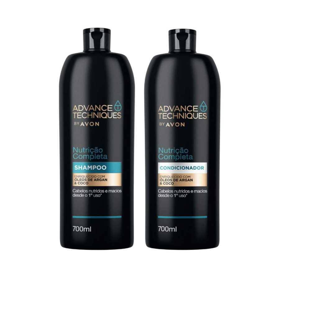 Shampoo e Condicionador Advance Techniques Argan Nutrição Completa Avon 700ml