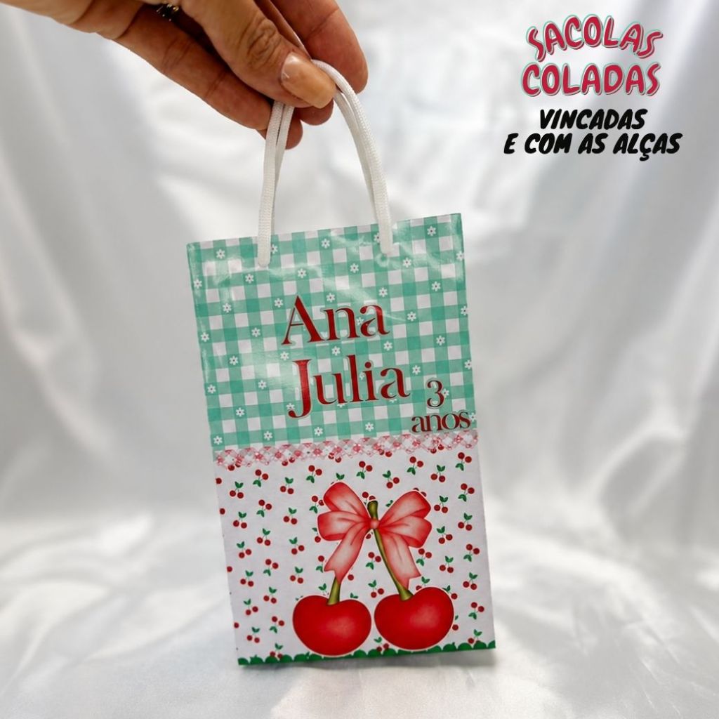 Sacolinha P Cereja/Cerejinha Personalizados /Lembrancinha de Festa /Aniversário