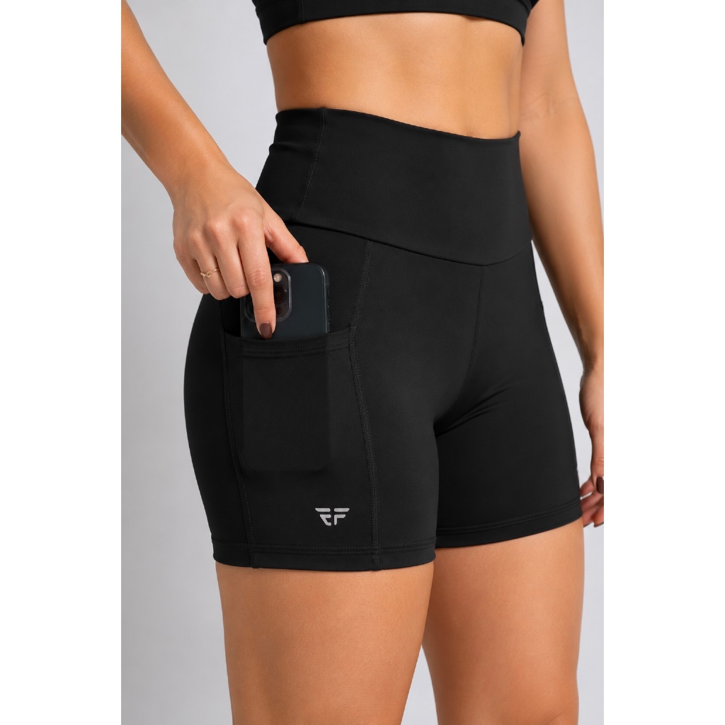 Shorts Academia Fitness Corrida Feminino Com Bolsos Cós Alto