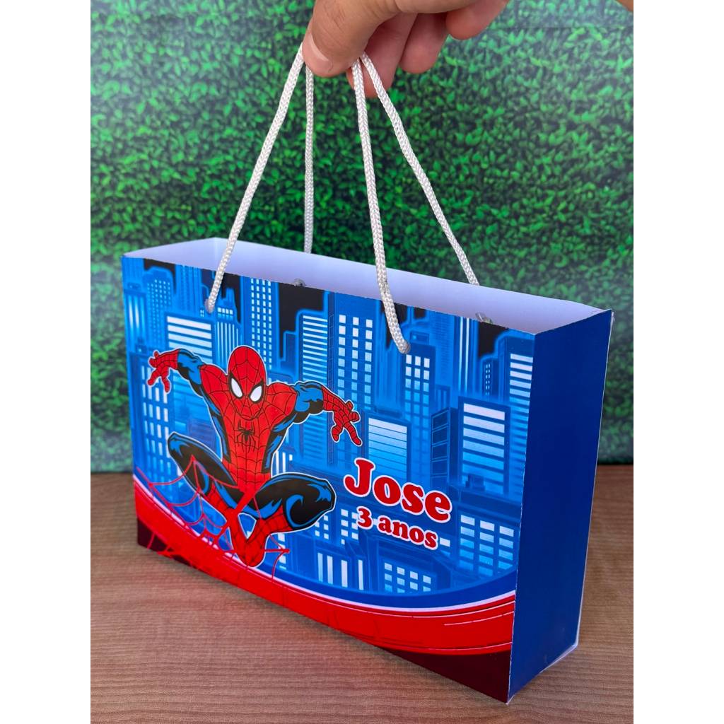 Sacolinha Surpresa G Homem Aranha Spider Man Personalizada com nome Festa Infantil Chá Aniversário Lembrancinhas
