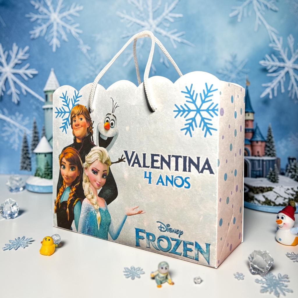 Sacolinha Surpresa Personalizada Frozen (Pegue e Monte) Lembrancinha Festa Infantil Nome e Idade Aniversário