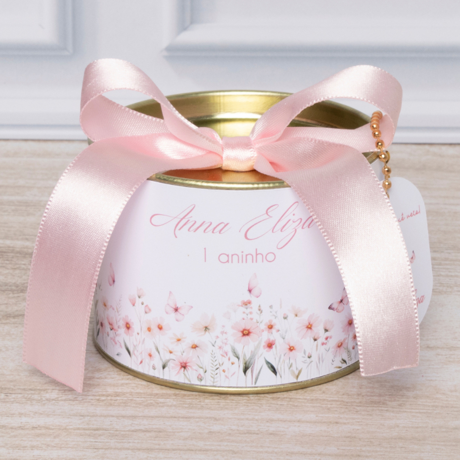 Kit Tubolata 7x5cm Personalizada Jardim Encantado das Borboletas Rosa Maternidade Lembrancinha Festa
