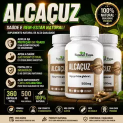 Alcaçuz Glycyrrhiza glabra 500mg 120 Cápsulas - Suplemento Alimentar Natural
