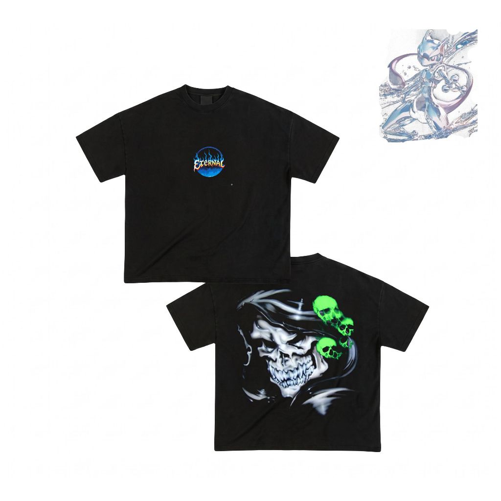 Camiseta Skull Caveira x Eternal / Dark Aesthetic Gótica Grunge Y2k Streetwear Oversized 100% Algodão