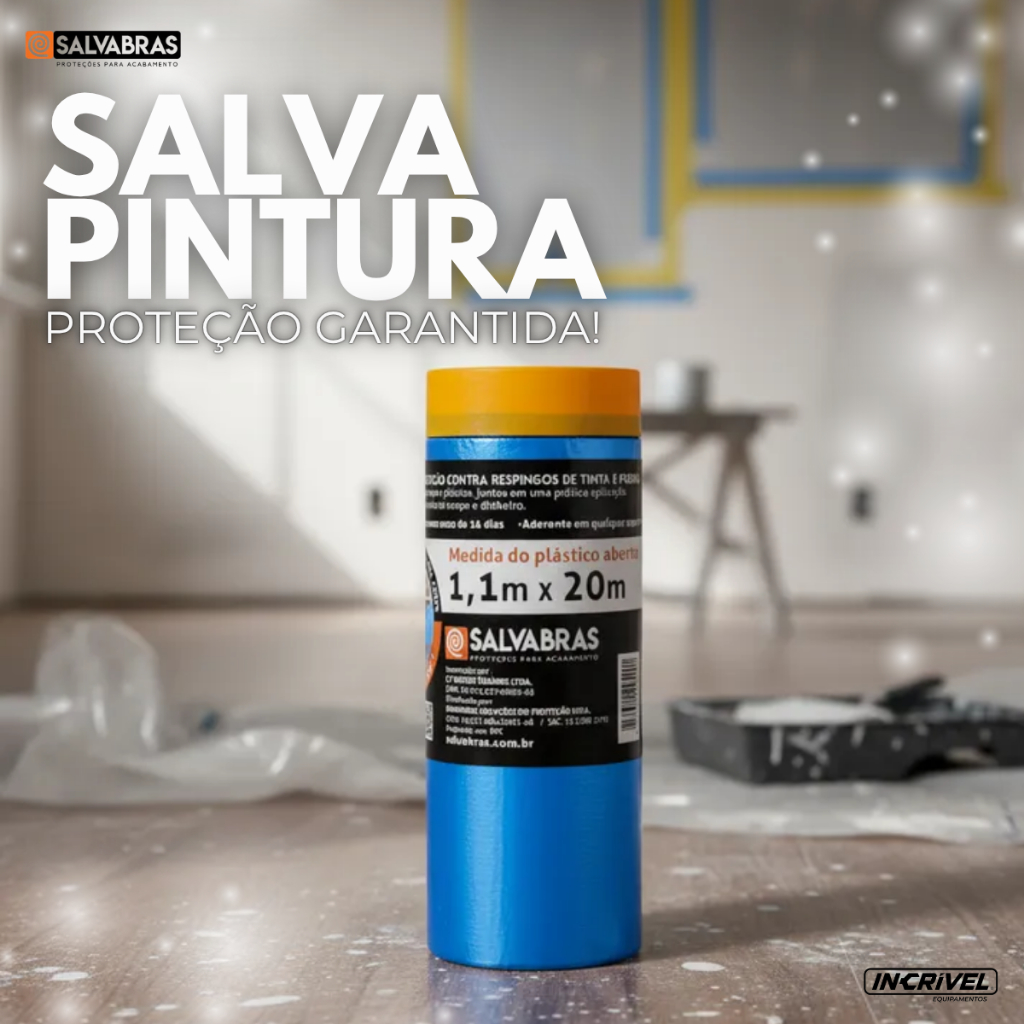 Salva Pintura Eletrostático Fita Crepe Adesiva 20m X 1,10m Salvabras Protetor  Para Obras Reformas
