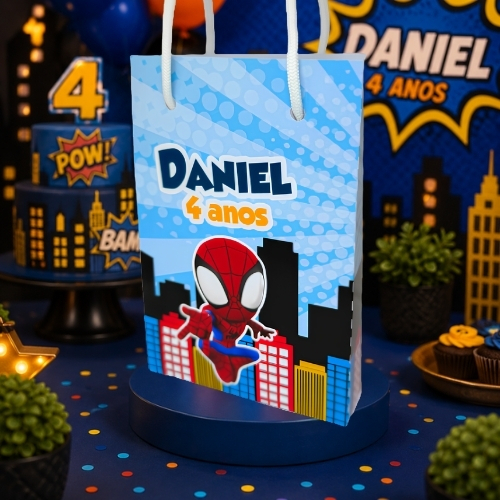Sacolinha Homem Aranha Personalizada PEGUE E MONTE Personalizados lembrancinhas mimos para festa