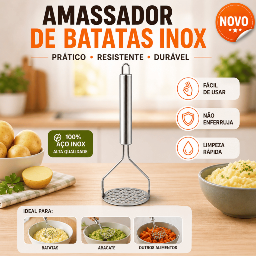 Amassador De Batata Aço Inox Espremedor Legumes Tomate Feijão Utensílio de Cozinha Profissional