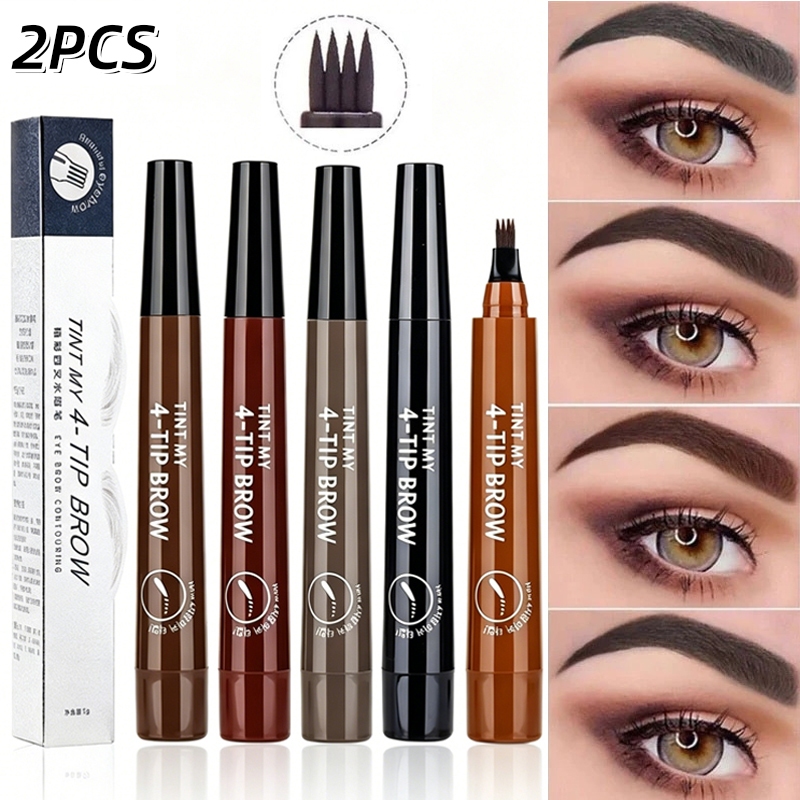 Lápis De Sobrancelha De 4 Pontos Caneta Líquida De Tatuagem De Maquiagem À Prova D'água Delineador Cosmético