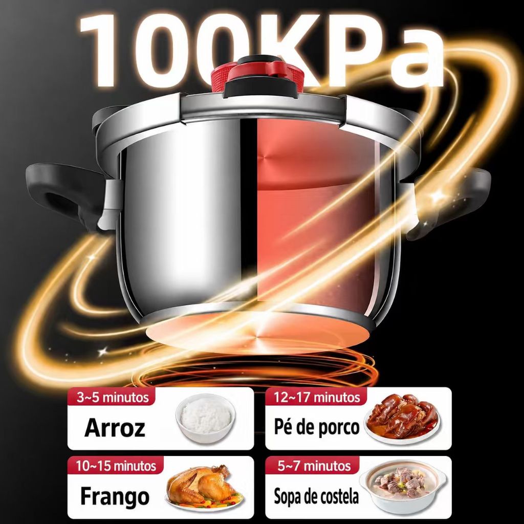 Panela de Pressão em Aço Inox com Fundo Triplo para Indução — foto 5