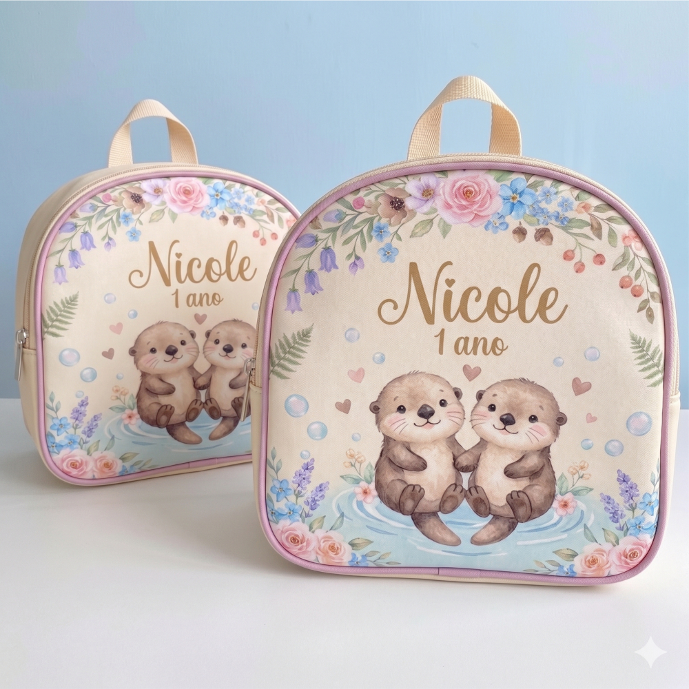50 Lembrancinhas mochilinhas personalizadas no tema lontras, personalizamos variados temas para aniversário e brindes