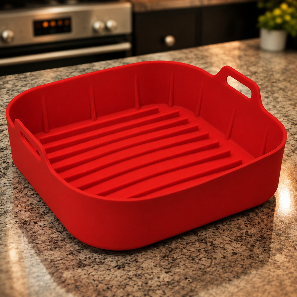 Forma De Silicone De Air Fryer Reutilizável Antiaderente 19x19 cm Fritadeira Elétrica