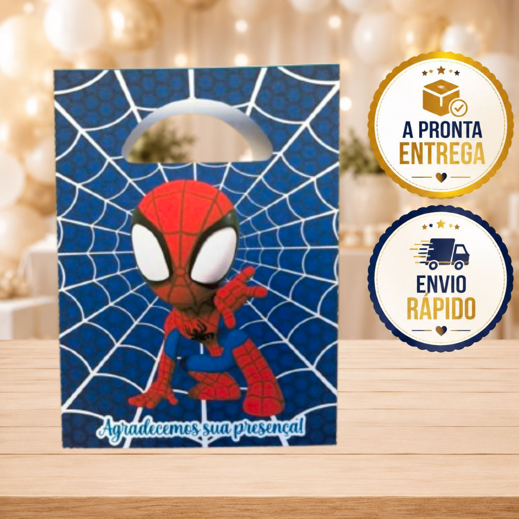 Sacolinha Surpresa Spidey Homem Aranha Lembrancinha Saquinho de Aniversário Pegue e Monte Agradecimento