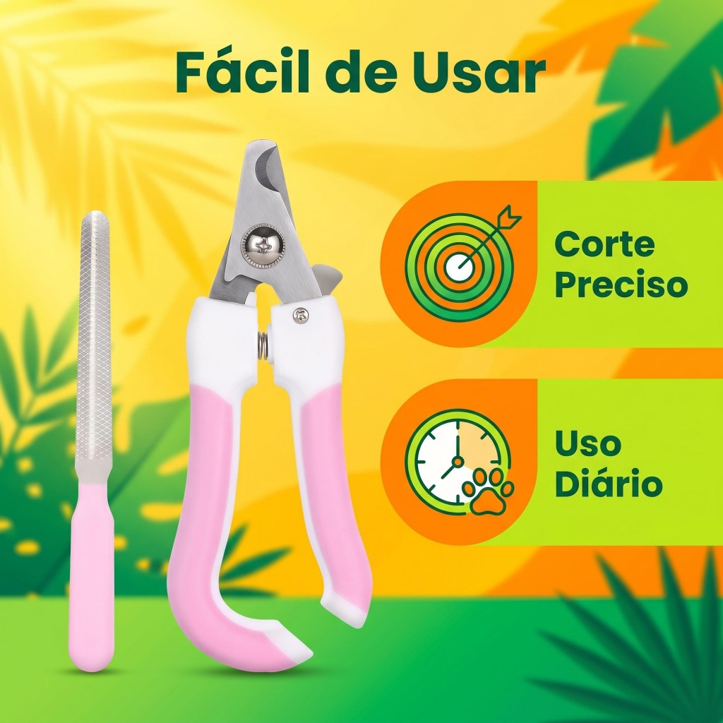 Tesoura para Unhas de Pet Rosa com Lixa Fácil de Usar