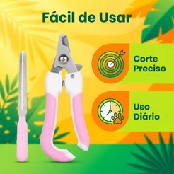 Tesoura para Unhas de Pet Rosa com Lixa Fácil de Usar