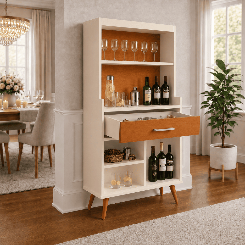 Novo Armário Adega Bar Cristaleira Aparador Buffet Retrô Madeira P/Sala e Cozinh