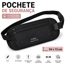 Pochete de Segurança Antifurto Porta Passaporte Celular Documentos Viagem Ajustável Unissex