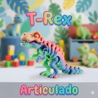 Brinquedo Sensorial Infantil Dinossauro T-Rex Flexível Geek Realista Fidget Toy Colecionável Articulado